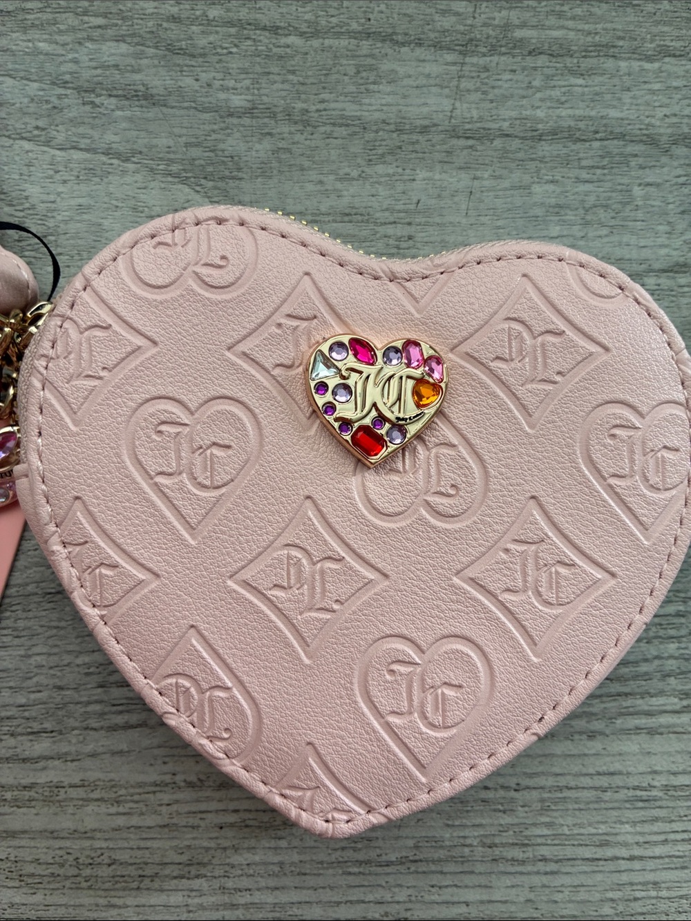Juicy Couture Blush Pink Heart Wristlet Coin wallet with Heart Charm - Picture 2 of 6